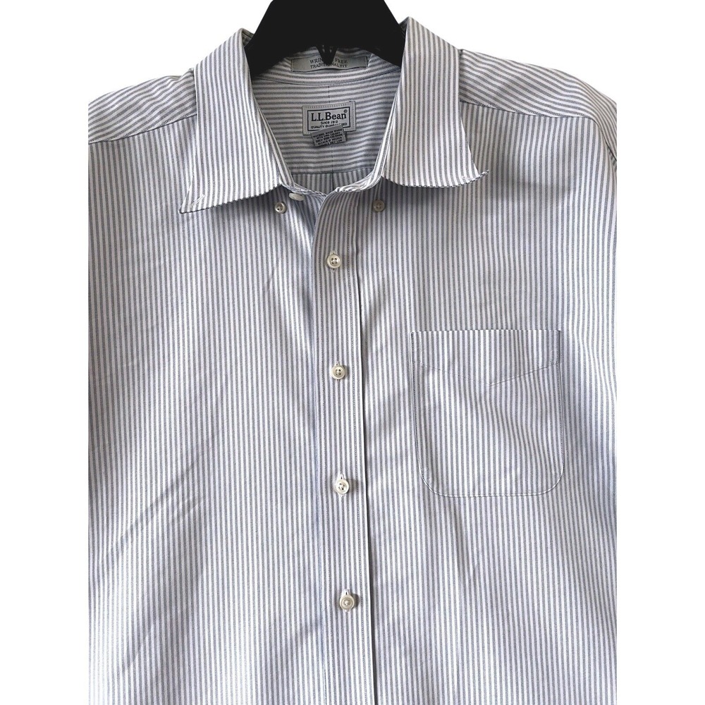 LL Bean Shirt Men 18 Tall Wrinkle Free Traditional Fit Striped